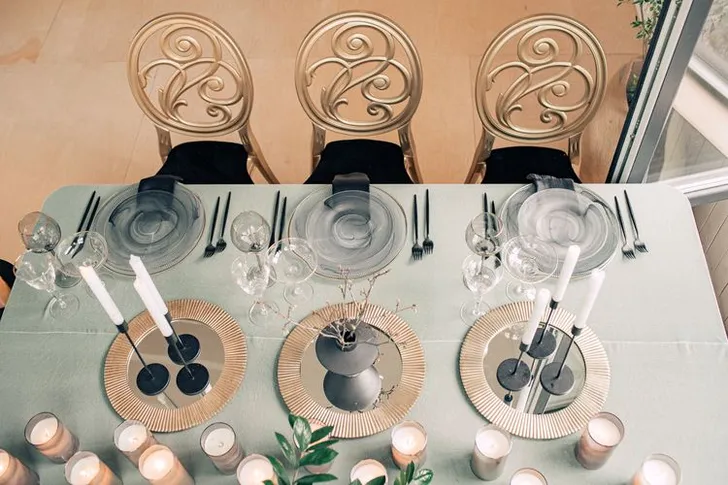 Classic Carved Chairs — Velvet Rectangular Dinner