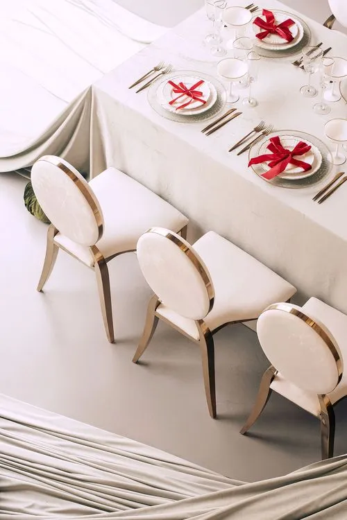 Clean New Year Setting — Drapery, Velvet, Red Bow