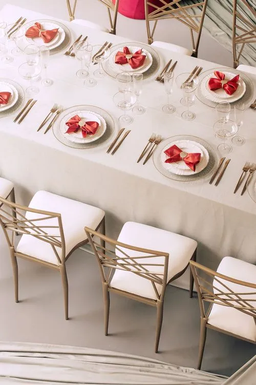 Clean New Year Setting — Drapery, Velvet, Red Bow