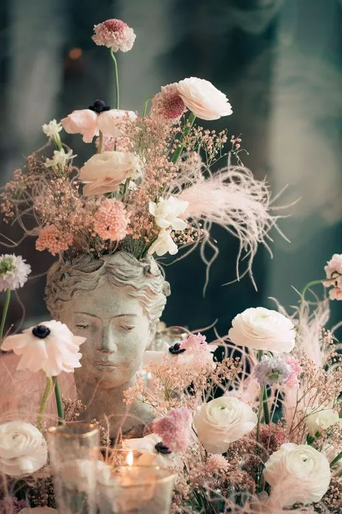 Emerald Sequin Mood — Rectangular Table with Purple