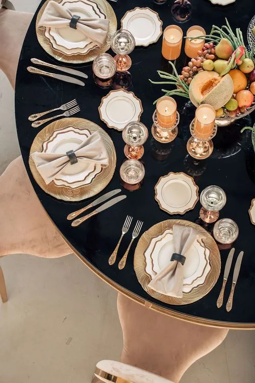 Glass rectangular banquet table setup
