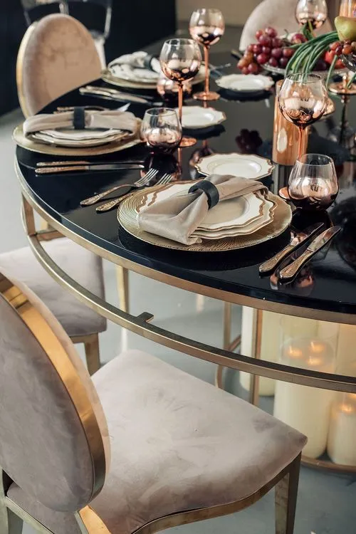 Glass rectangular banquet table setup