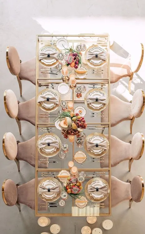 Glass rectangular table contemporary setup