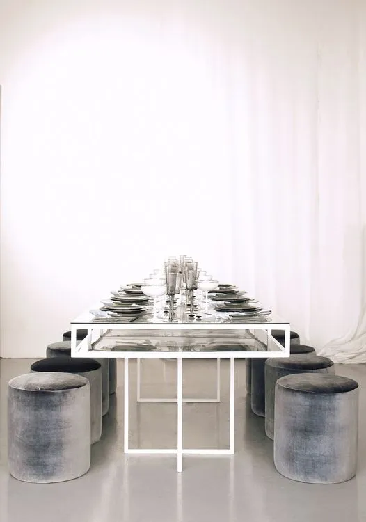 Glass rectangular table minimal setup