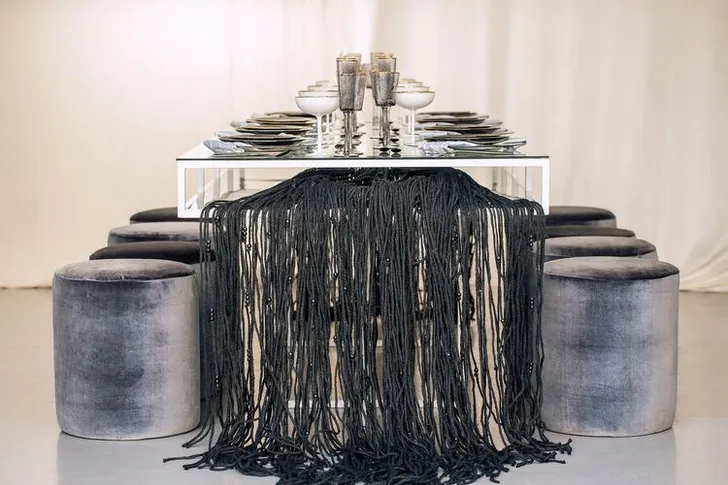 Glass rectangular table minimal setup