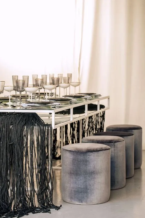 Glass rectangular table minimal setup