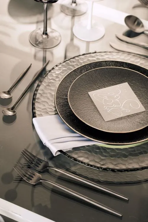 Glass rectangular table minimal setup