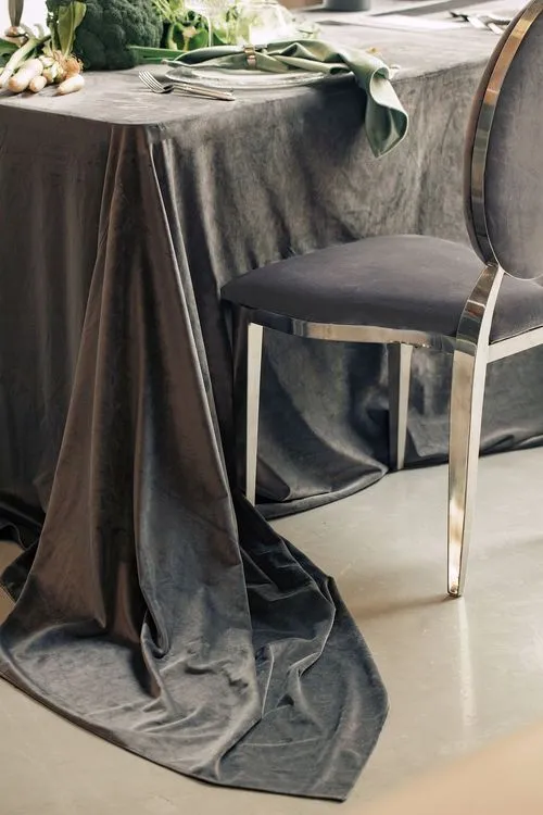 Gray-green table setting with vegetables