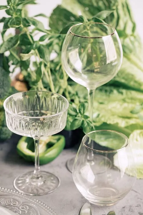 Gray-green table setting with vegetables