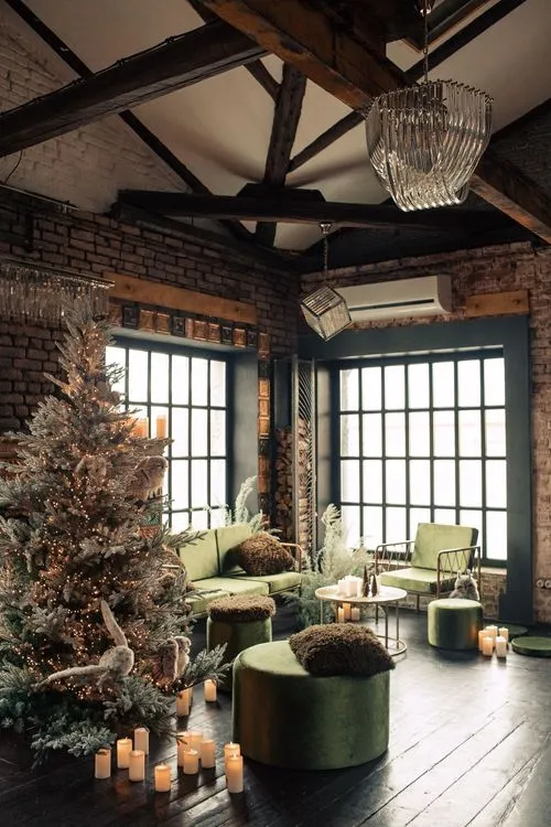 Green Lounge — Velvet Poufs, Sofa & Armchair, Fir & Owls