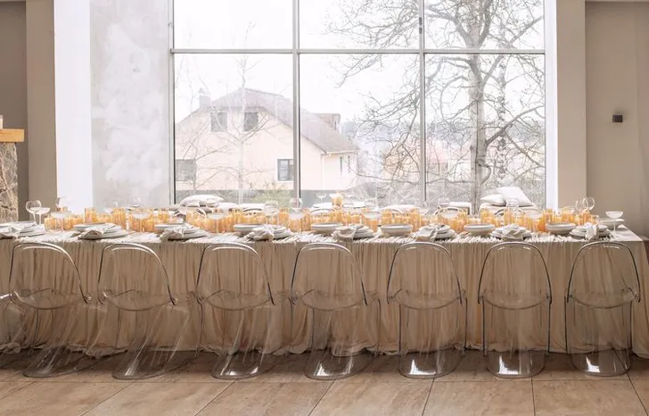 Ivory set  at rectangular table