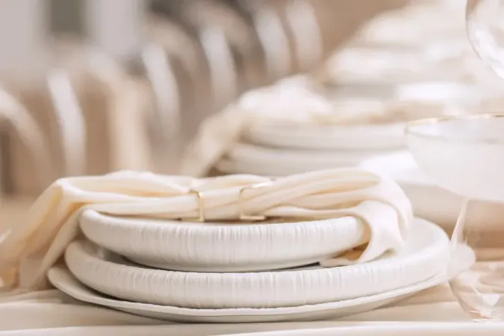 Ivory set  at rectangular table