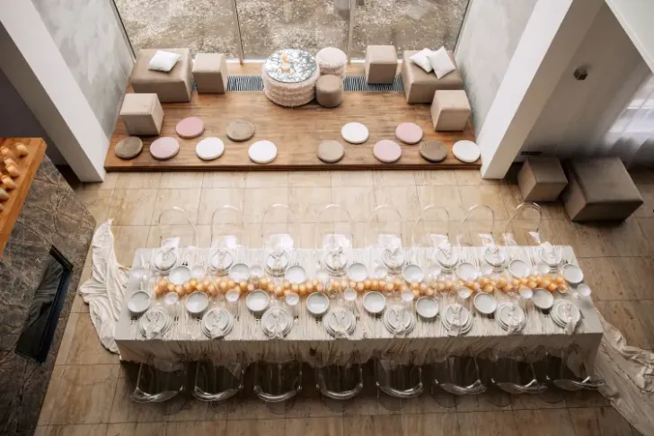 Ivory set  at rectangular table