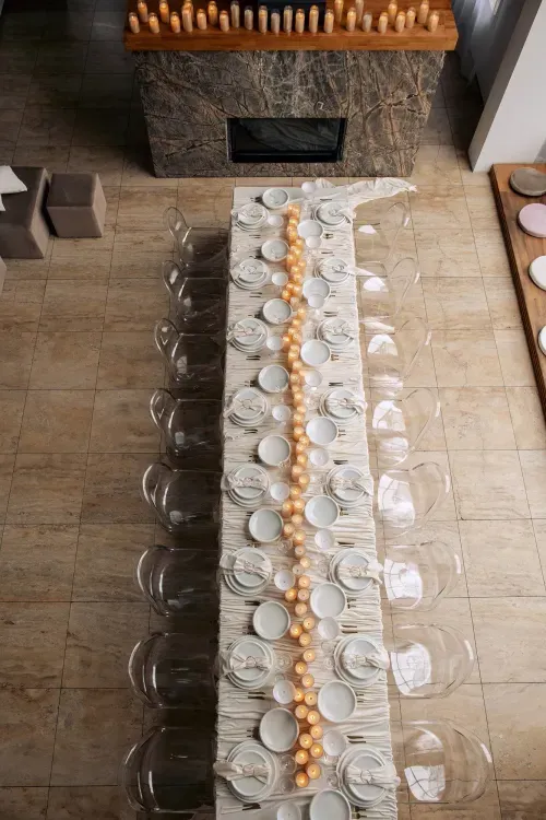 Ivory set  at rectangular table