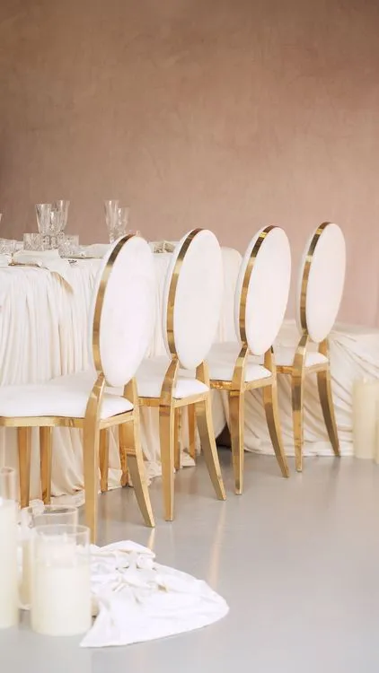 Ivory table setting at rectangular table
