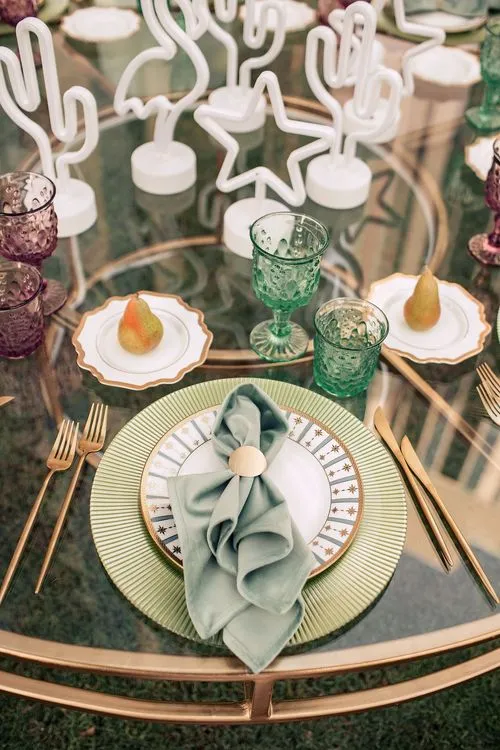 Kids table setting at round table