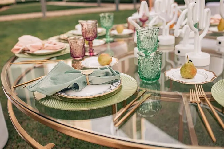 Kids table setting at round table