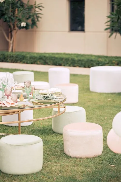 Kids table setting at round table