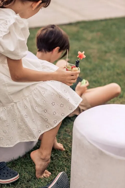 Kids table setting at round table