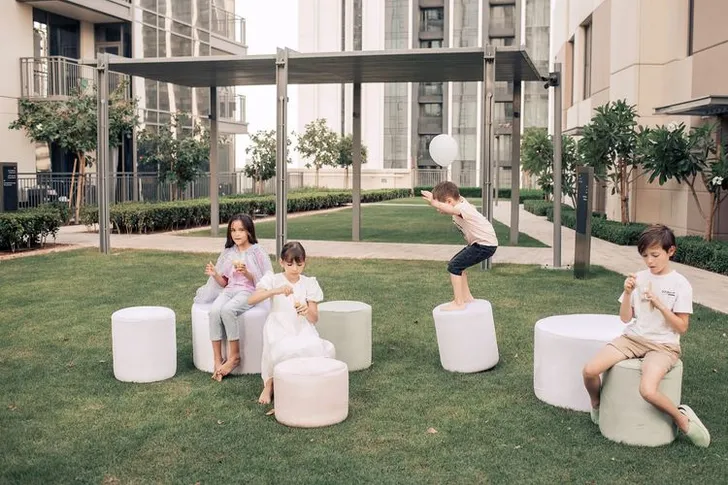 Kids table setting at round table