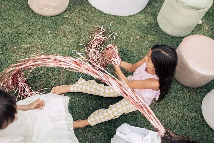 Kids table setting at round table