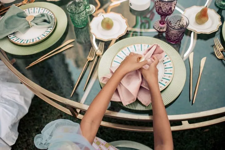 Kids table setting at round table