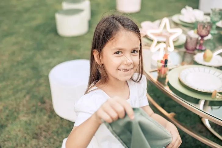 Kids table setting at round table