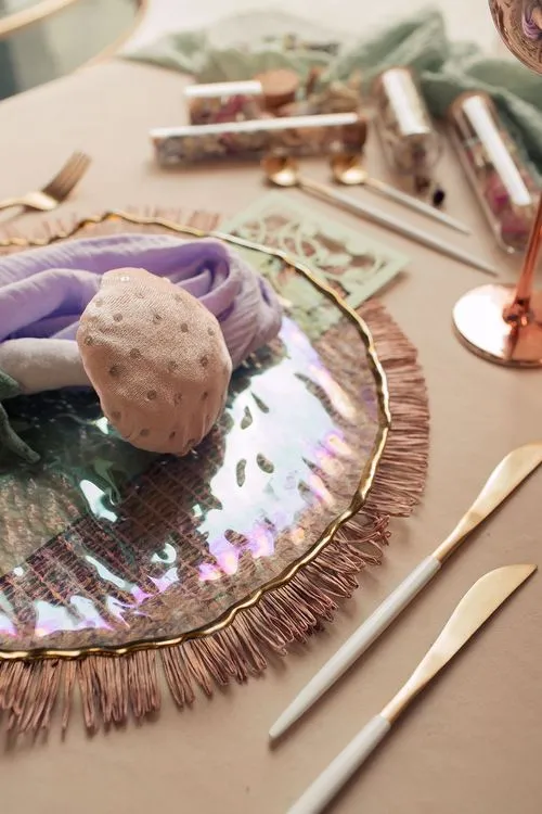 Lavender-fern table setting