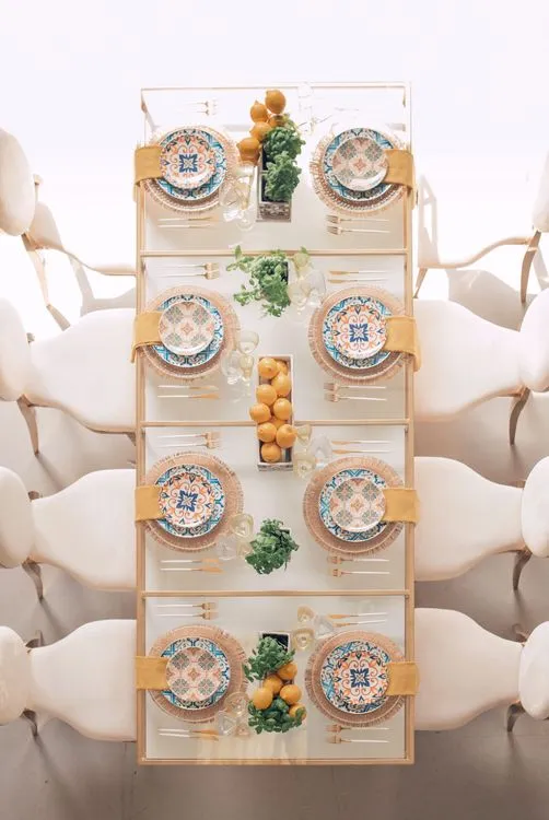 Lemon-Yellow Highlights — Sicilian Set with White Velvet Chair