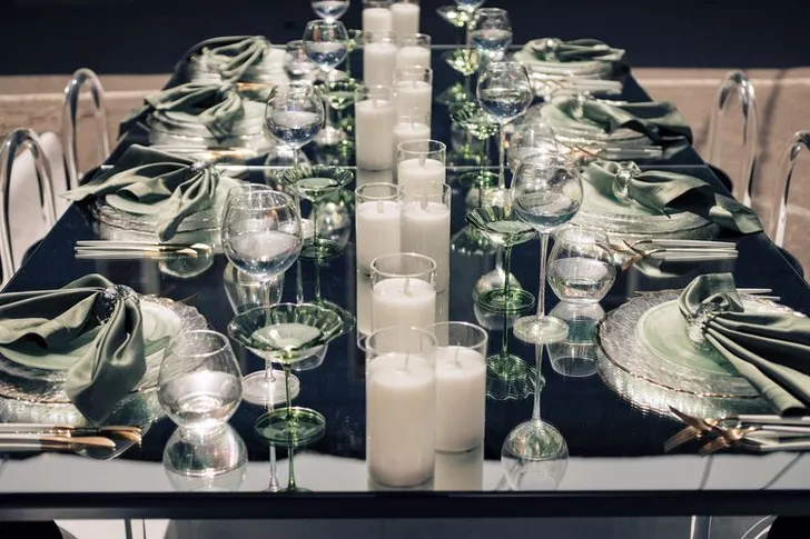 Matcha set on a black rectangular table