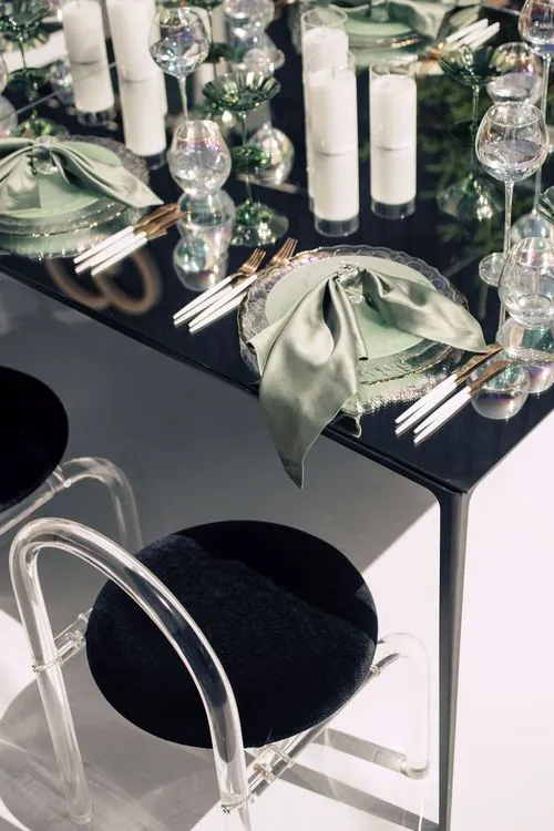 Matcha set on a black rectangular table