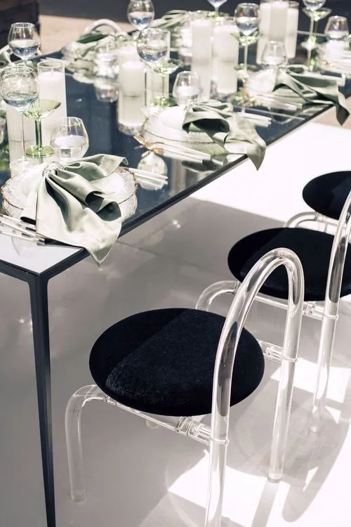 Matcha set on a black rectangular table