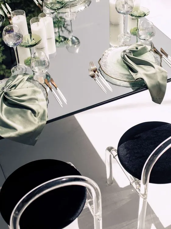 Matcha set on a black rectangular table