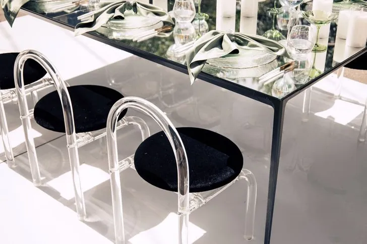 Matcha set on a black rectangular table