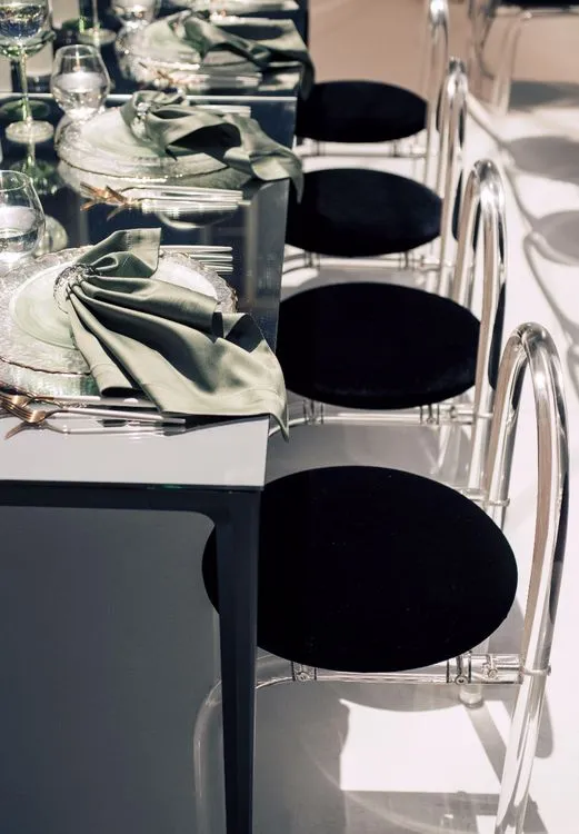 Matcha set on a black rectangular table