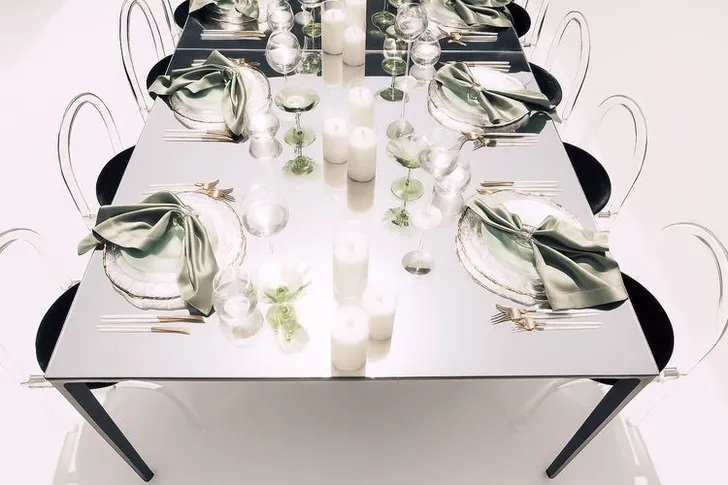 Matcha set on a black rectangular table