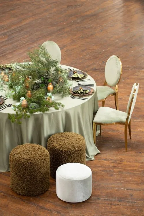 Matcha table setting at round table