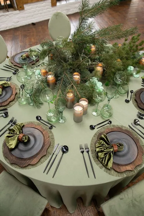 Matcha table setting at round table