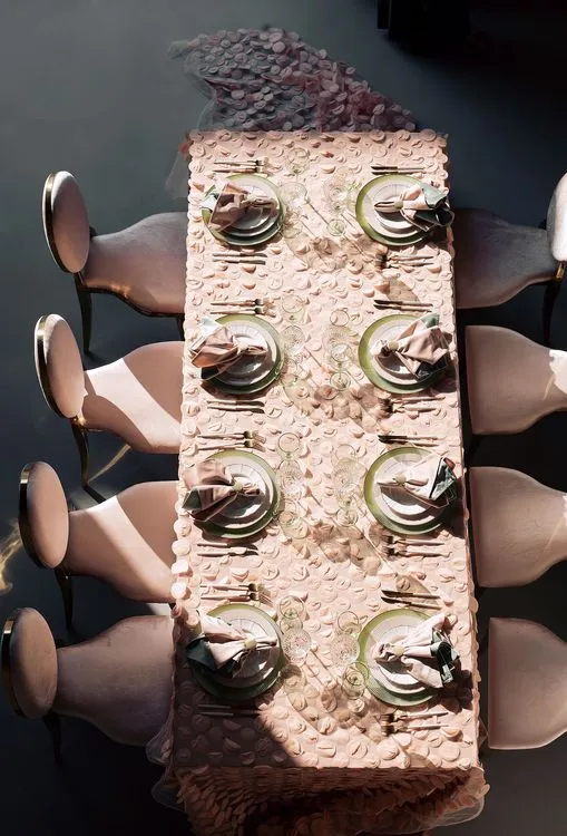 Nude table setting at rectangular table