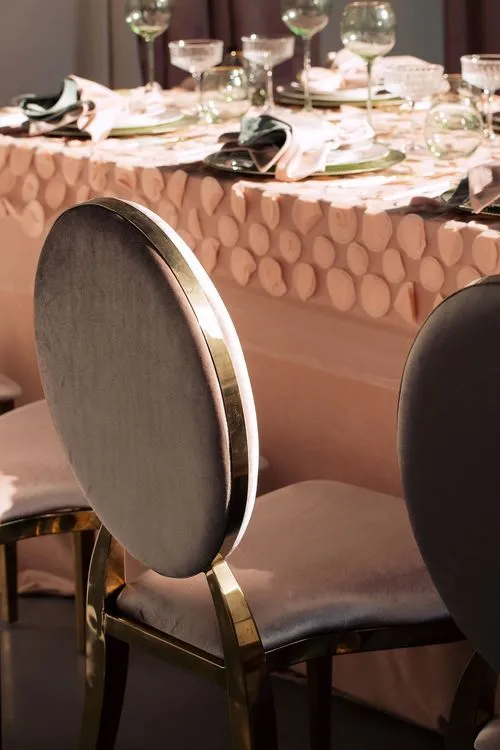 Nude table setting at rectangular table