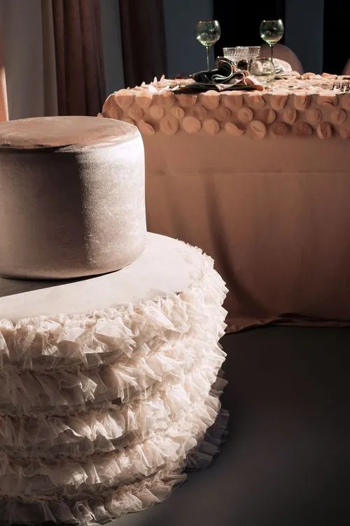 Nude table setting at rectangular table