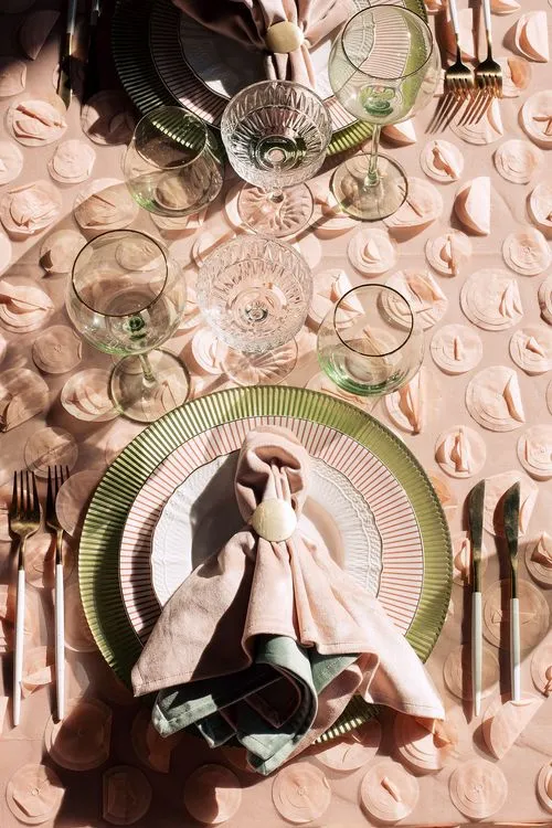 Nude table setting at rectangular table