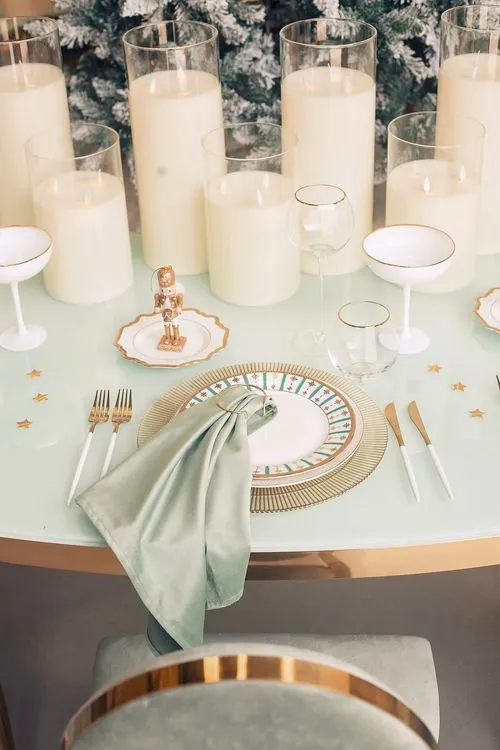 Nutcracker-Inspired Round — Fern Greens, Gold, Tree in Center