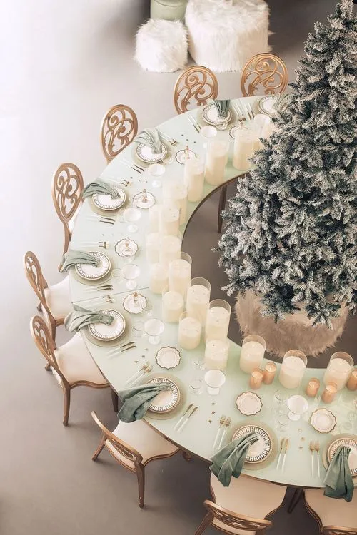 Nutcracker-Inspired Round — Fern Greens, Gold, Tree in Center