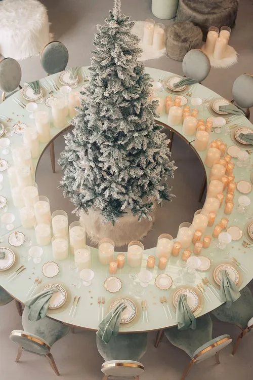 Nutcracker-Inspired Round — Fern Greens, Gold, Tree in Center