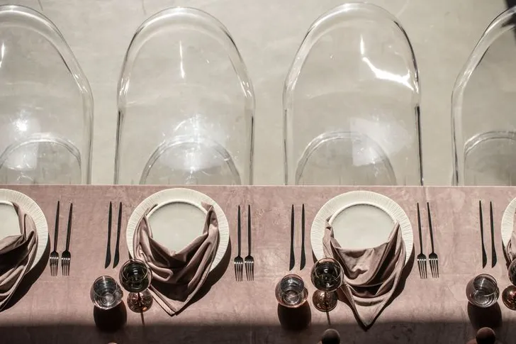 Rectangular Velvet Tablescape with Copper Glasses