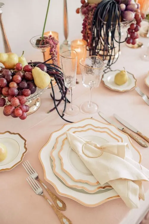 Rectangular table with carved velvet chairs
