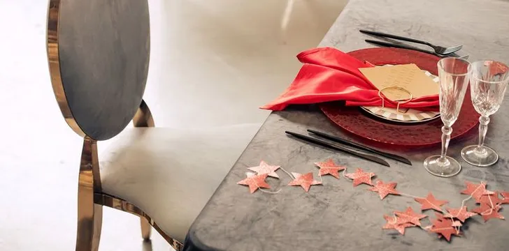 Red table setting with stars