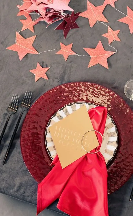 Red table setting with stars