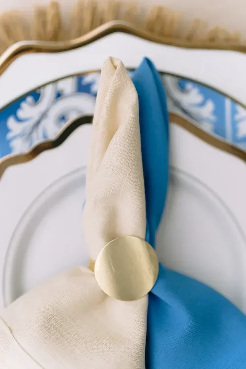 Romantic white and blue table setting